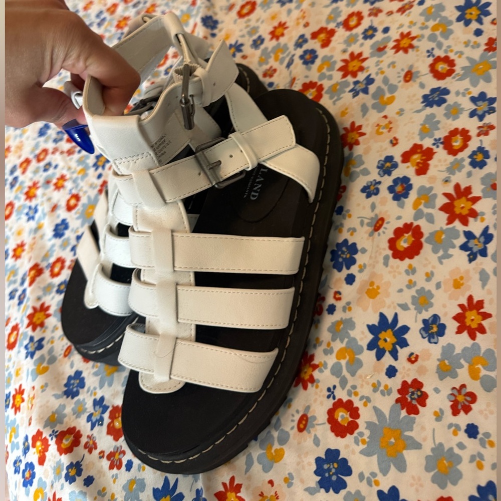 White platform sandals